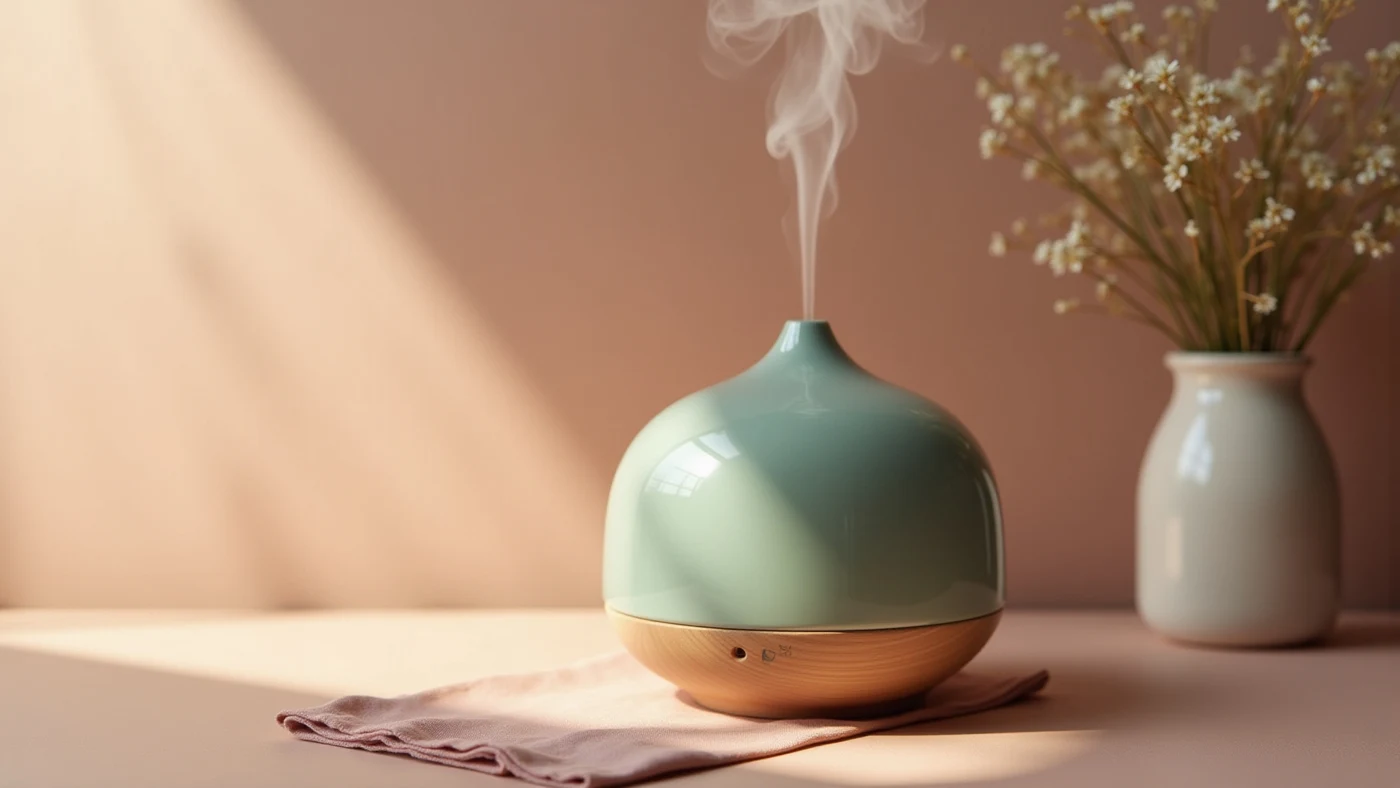Diffuseur et fleurs dans une atmosphère chaleureuse
